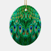 Glorious Peacock Feathers Keramisch Ornament (Rechts)