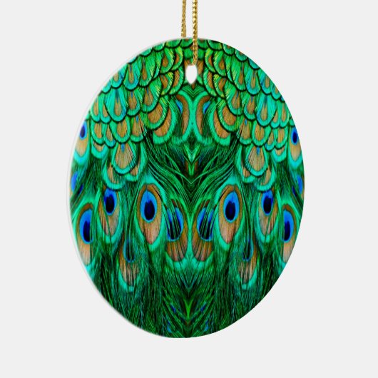 Glorious Peacock Feathers Keramisch Ornament (Rechts)