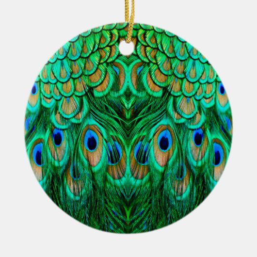 Glorious Peacock Feathers Keramisch Ornament (Voorkant)