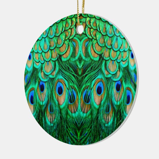 Glorious Peacock Feathers Keramisch Ornament (Links)