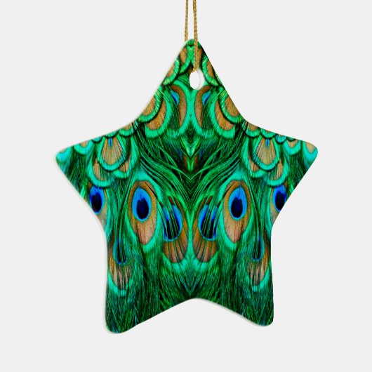 Glorious Peacock Feathers Keramisch Ornament (Rechts)