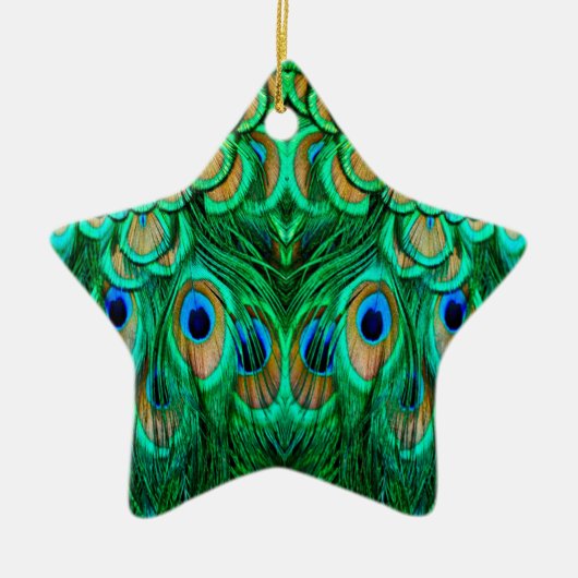 Glorious Peacock Feathers Keramisch Ornament (Voorkant)