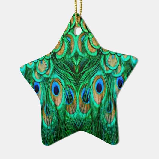 Glorious Peacock Feathers Keramisch Ornament (Links)