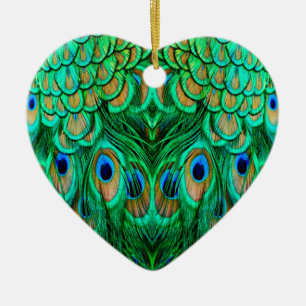 Glorious Peacock Feathers Keramisch Ornament