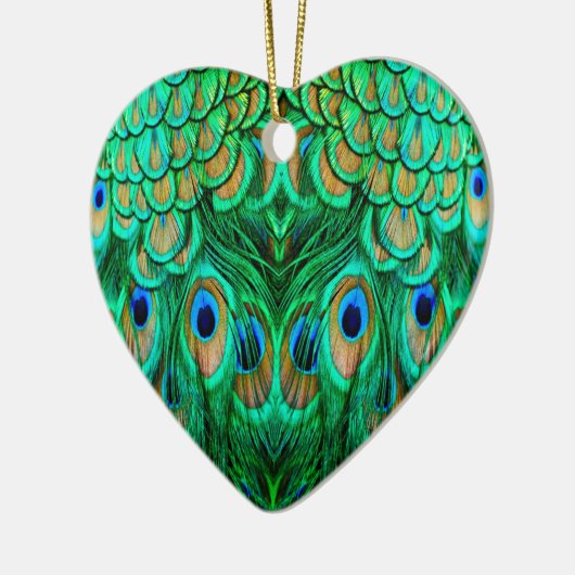 Glorious Peacock Feathers Keramisch Ornament (Links)