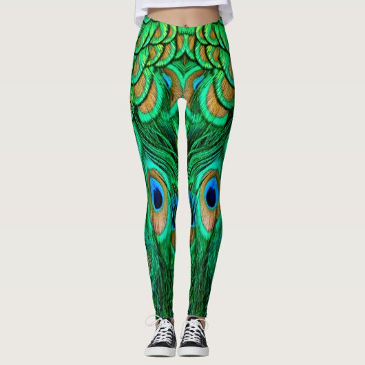 Glorious Peacock Feathers Leggings (Voorkant)