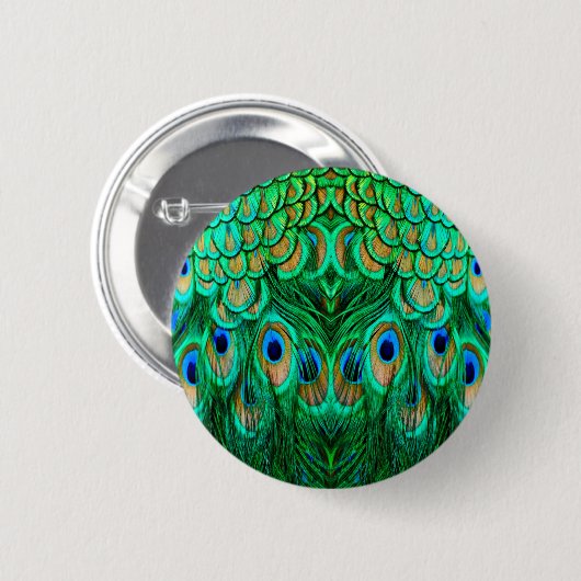 Glorious Peacock Feathers Ronde Button 5,7 Cm (Voorkant /achterkant)