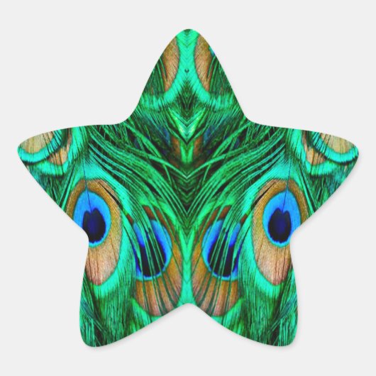 Glorious Peacock Feathers Ster Sticker (Voorkant)