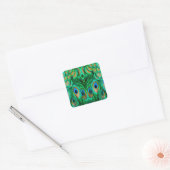 Glorious Peacock Feathers Vierkante Sticker (Envelop)