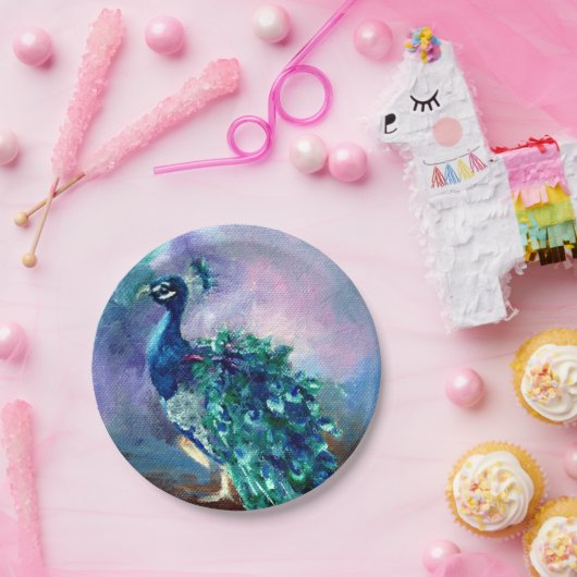 Glorious Peacock II Papieren Bordje (Feest)