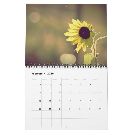 Glorious Sunflower Photo Calendar Kalender (Feb 2026)