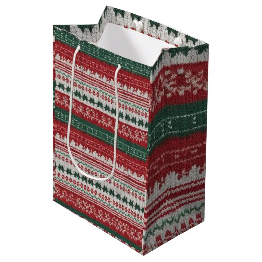 Glorious Tacky Ugly Christmas Sweater Design Medium Cadeauzakje (Voorkant Gekanteld)