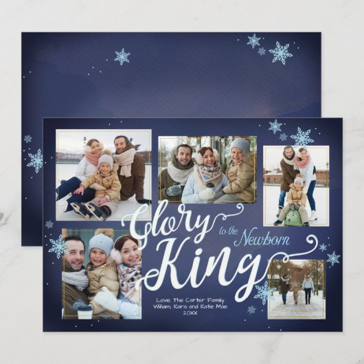 Glory aan de Newborn King | Kerstfotokaart Feestdagenkaart (Voorkant / Achterkant)