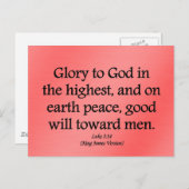 Glory aan God in de hoogste Luke 2:14 Briefkaart (Voorkant / Achterkant)