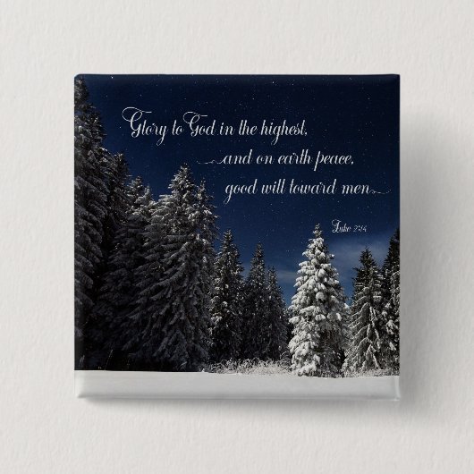 Glory aan God - Luke 2:14 Vierkante Button 5,1 Cm (Voorkant)