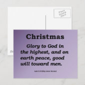 Glory aan God op High Kerstmis Luke 2:14 Feestdagenkaart (Voorkant / Achterkant)