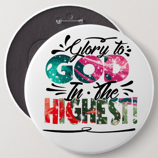 Glory aan God Ronde Button 6,0 Cm (Voorkant /achterkant)