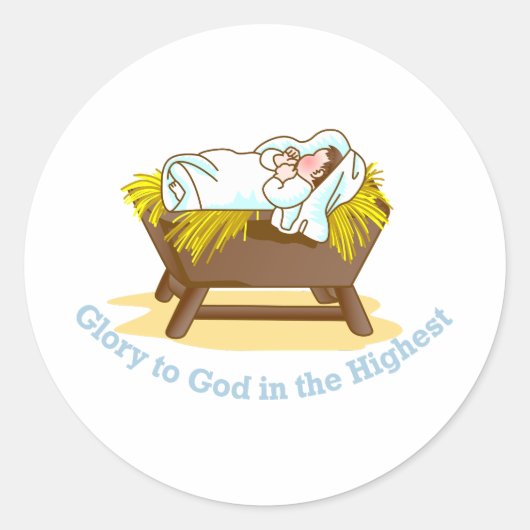 Glory aan God Ronde Sticker (Voorkant)