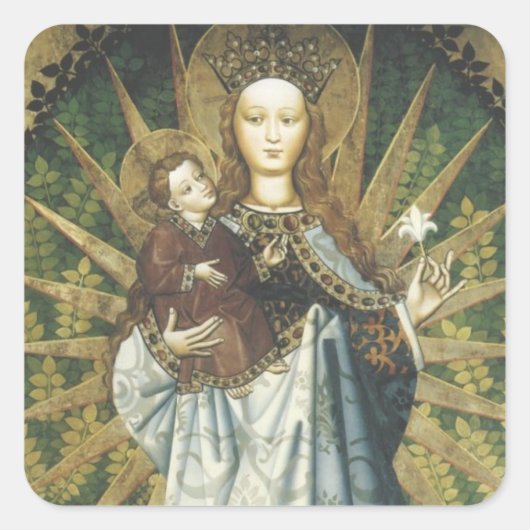 Glory aan Jezus en Mary Vierkante Sticker (Voorkant)