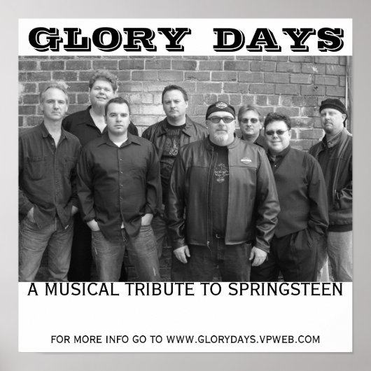 Glory days poster, GLORY, DAGEN, EEN MUSICAL TRIBU Poster (Voorkant)