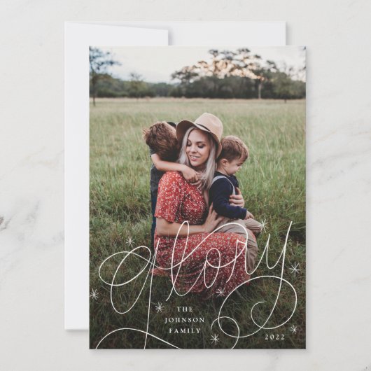 Glory Hand-Lettering foto Feestdagenkaart (Voorkant)