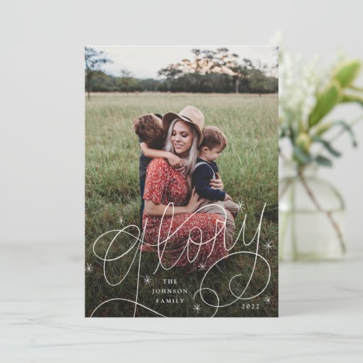Glory Hand-Lettering foto Feestdagenkaart (Staand voorkant)