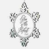 Glory in the Highest Religious Black and White Tin Sneeuwvlok Ornament (Rechts)