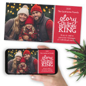 Glory naar de Newborn King - Rode witte foto Feestdagenkaart