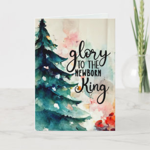 Glory naar de nieuwgeboren koning kerstcarol-feest feestdagen kaart