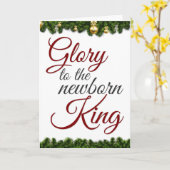 Glory naar de pasgeboren koning, religieuze kerstm kaart (Gele Bloem)