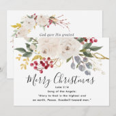Glory naar God Bijbelse Floral met kerstmis Feestdagenkaart (Voorkant / Achterkant)