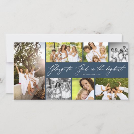 Glory naar God in het hoogste stijlvolle script 7  Feestdagenkaart (Voorkant)