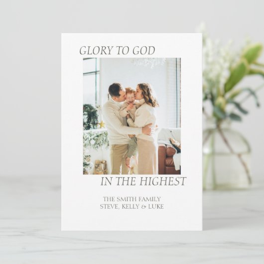 Glory naar God kerstkaart (Staand voorkant)