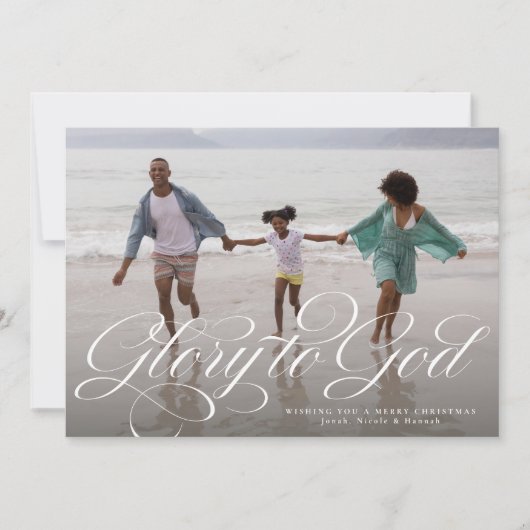 Glory naar God religieus één foto elegant kerstfee Feestdagenkaart (Voorkant)