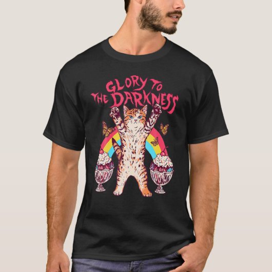 Glory O Hij Duisternis  Kat Regenboog Dans T-shirt (Voorkant)