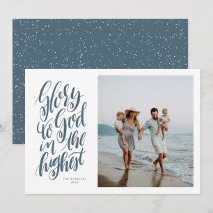 Glory op godblauw religieuze kerstfoto feestdagenkaart