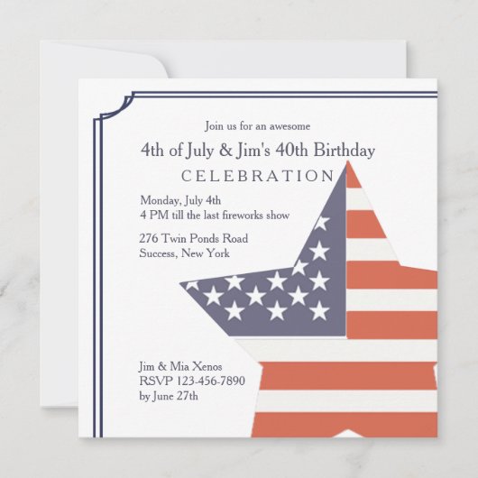 Glory Patriotic Birthday Invitation Kaart (Voorkant)