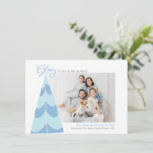 Glory to God Blue Tree-fotokaart Feestdagenkaart (Staand voorkant)