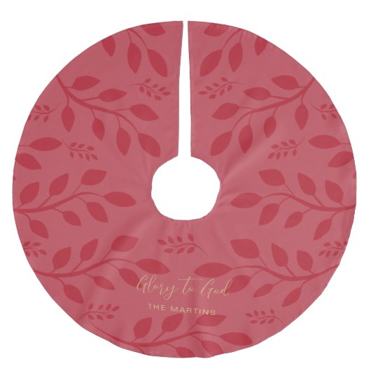 Glory to God Botanical Kerstrood Kerstboom Rok (Voorkant)