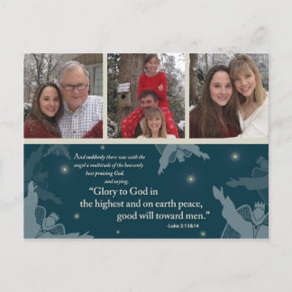Glory to God Briefkaart 3 familiefoto's (blauwgroe