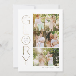 Glory to God Faux Gold Foil Religious Christmas Feestdagenkaart