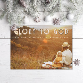 Glory to God Faux Gold Religieuze kerstfoto Feestdagenkaart