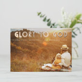 Glory to God Faux Gold Religieuze kerstfoto Feestdagenkaart (Staand voorkant)
