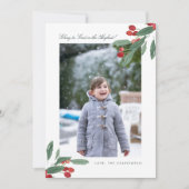 Glory to God Green Leaves & Berries Foto Feestdagenkaart (Voorkant)