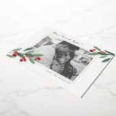 Glory to God Greenery Berries & Script Photo Gold Folie Feestdagenkaart (Gedraaid)