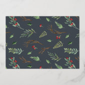 Glory to God Greenery Berries & Script Photo Gold Folie Feestdagenkaart (Achterkant)