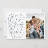 Glory to God Hand Lettered Kerstfeestay Foto Feestdagenkaart (Voorkant)