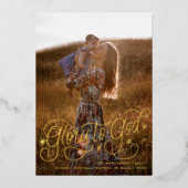 Glory to God Hand lettering Photo Folie Feestdagenkaart (Voorkant)