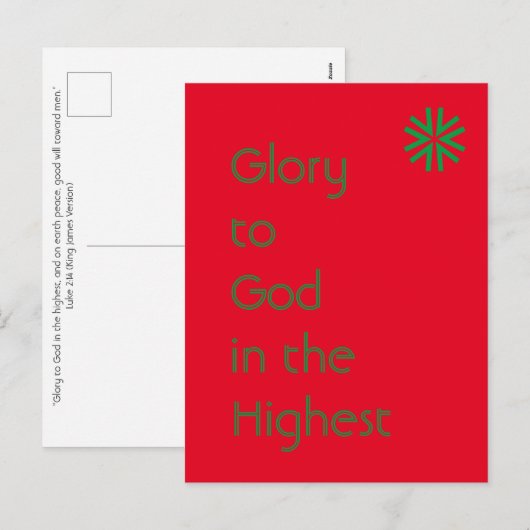 Glory to God - Luke 2:14 (KJV) - Rood en Groen Feestdagenkaart (Voorkant / Achterkant)