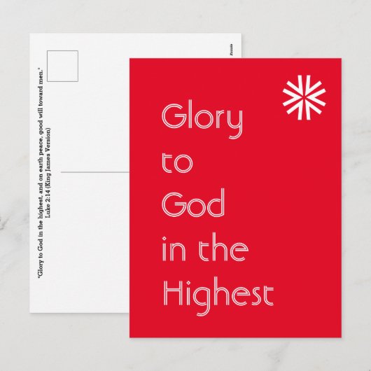 Glory to God - Luke 2:14 (KJV) - Rood en Wit Feestdagenkaart (Voorkant / Achterkant)